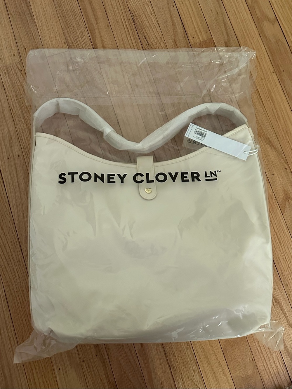 Stoney Clover Lane Cream Shoulder Bag with Black Logo